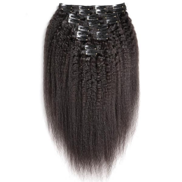 Kinky Straight Clip In Hair Extension Raw Remy Virgin Cuticle Aligned Seamless Clip In Hair Extension